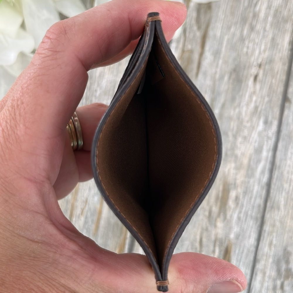 Coach Slim Id Card Case In Signature Canvas With Shell Print Island Beach - Picture 5 of 7